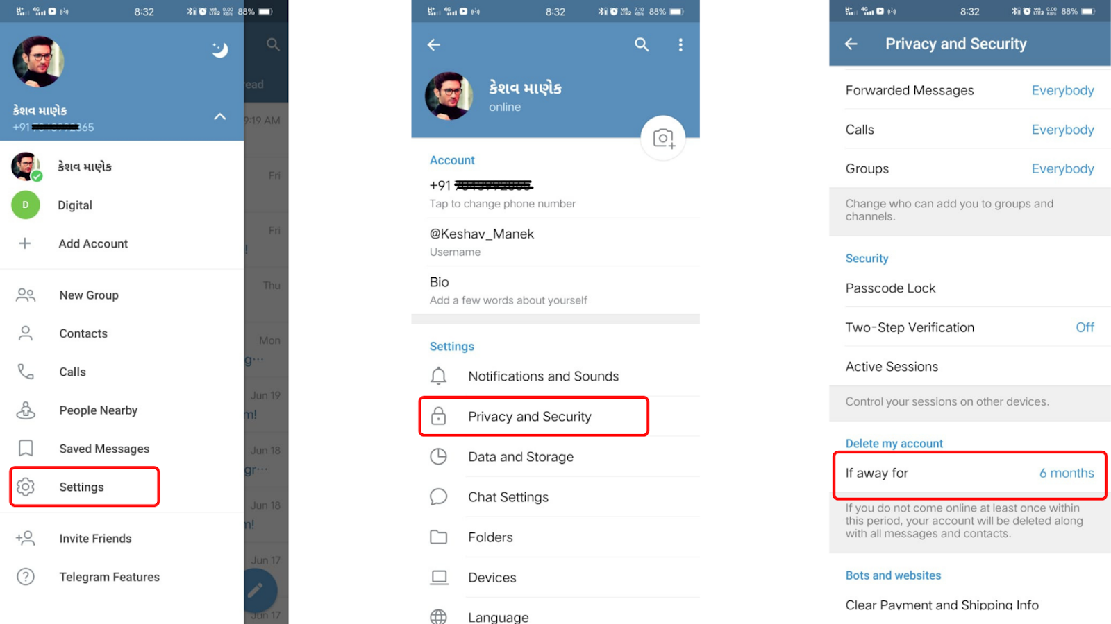 How to delete Telegram account permanently on android
