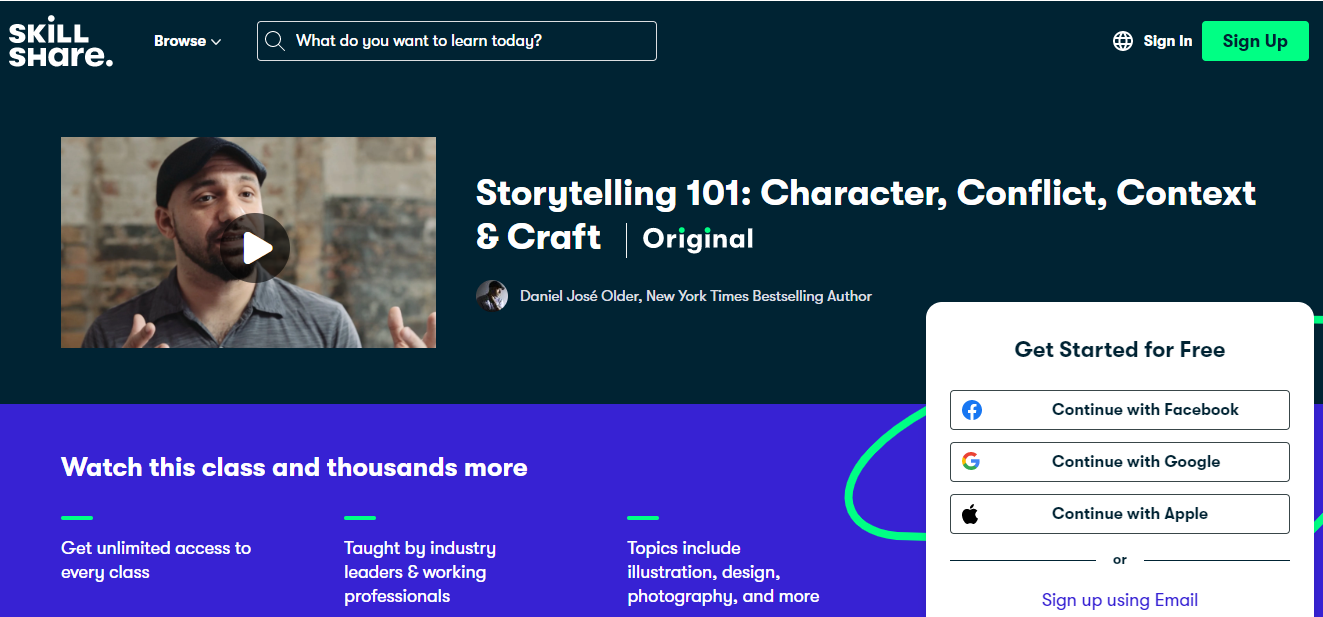 Storytelling 101- Character, Conflict, Context &Amp; Craft (Skillshare)