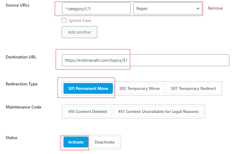 create regex redirection in wordpress