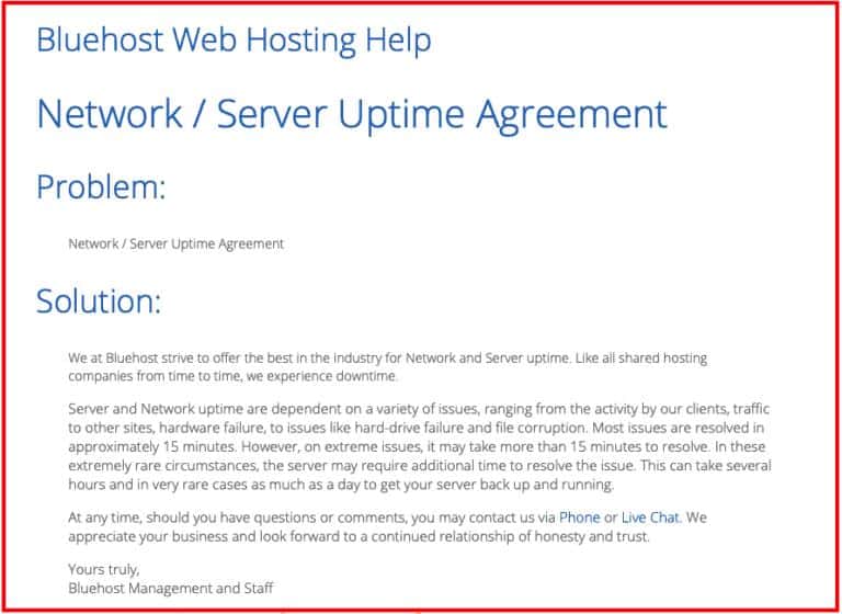 Siteground frente a Bluehost: tiempo de actividad de Bluehost