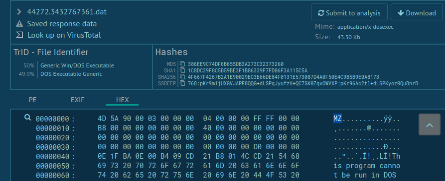 Response data from the HTTP request