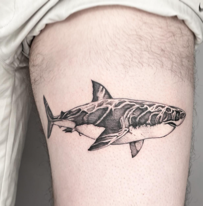 Black And White Fantastic Shark Tattoo Better Shark Week