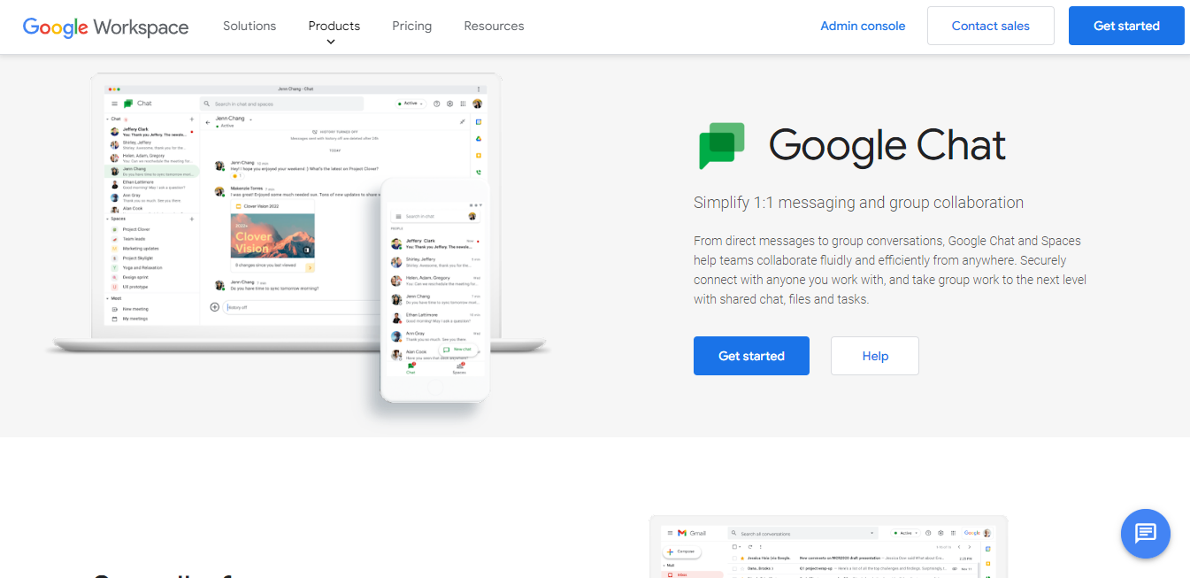 Google Chat home page
