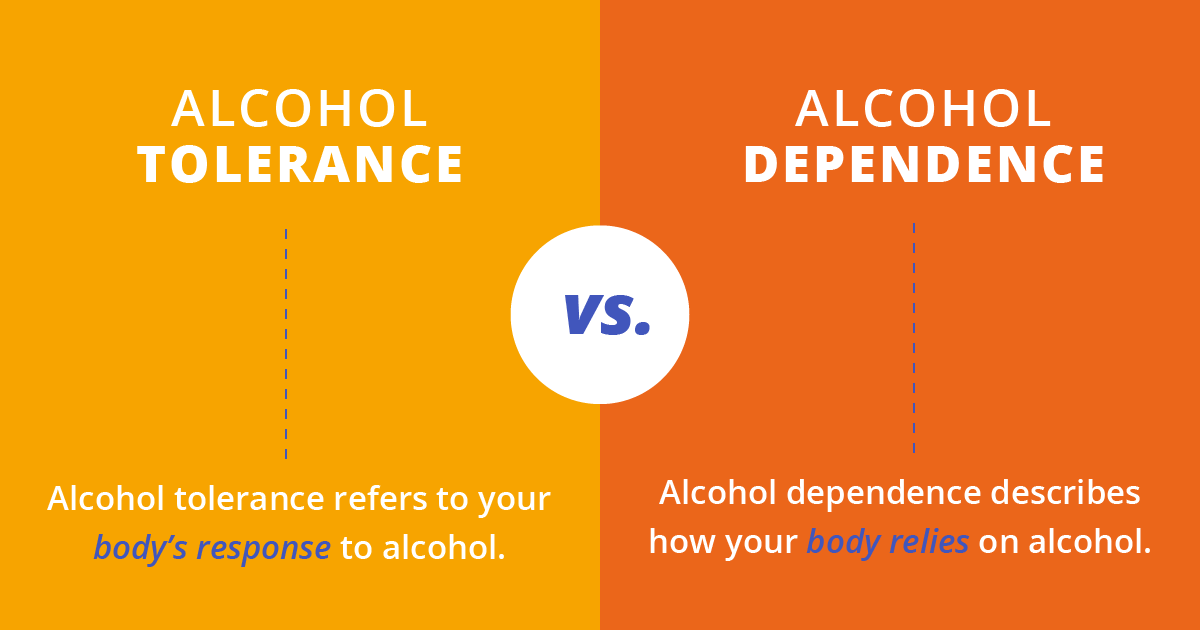 alcohol tolerance vs alcohol dependence 