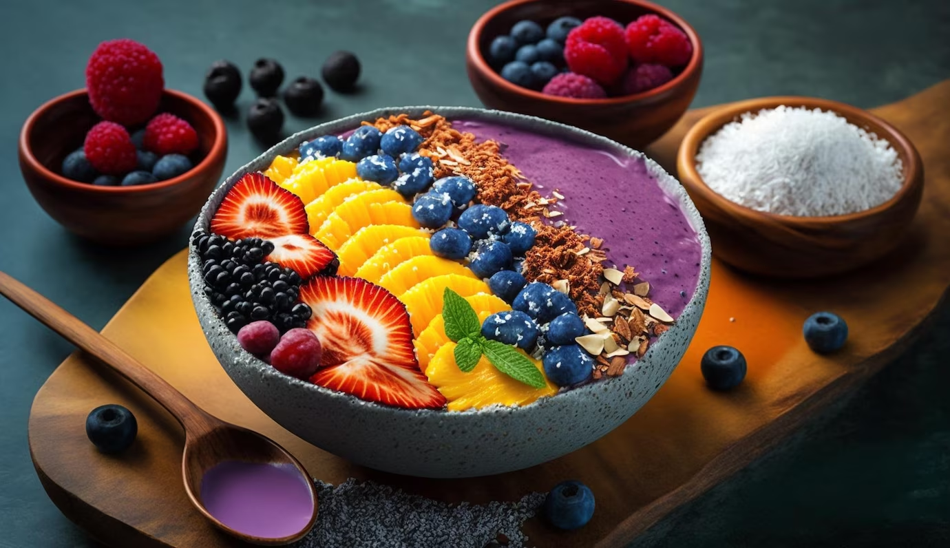 Smoothie bowl cu topping-uri - rețetă de post