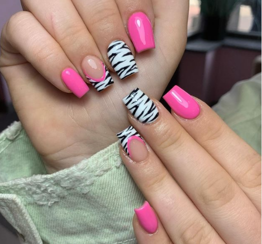 Zebra Short Cute Nail Designs
