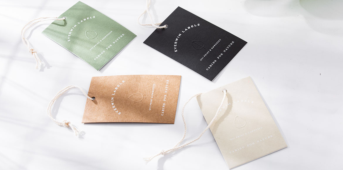 EW Lable tags made with consumer waste and printed with soy ink