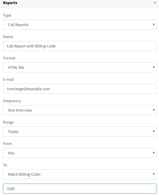 Dial Codes for Call Reports in 3CX Management Console.