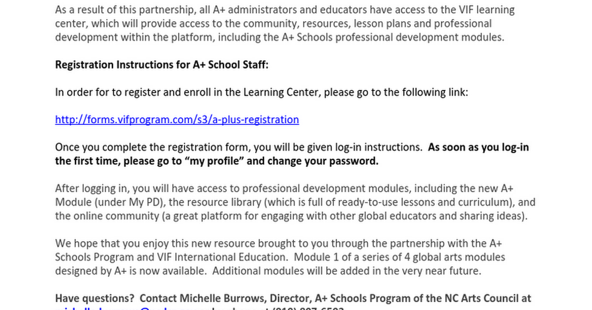 VIF Access Instructions for School Staff