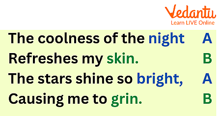 This image shows Example of abab Rhyme Scheme. 
