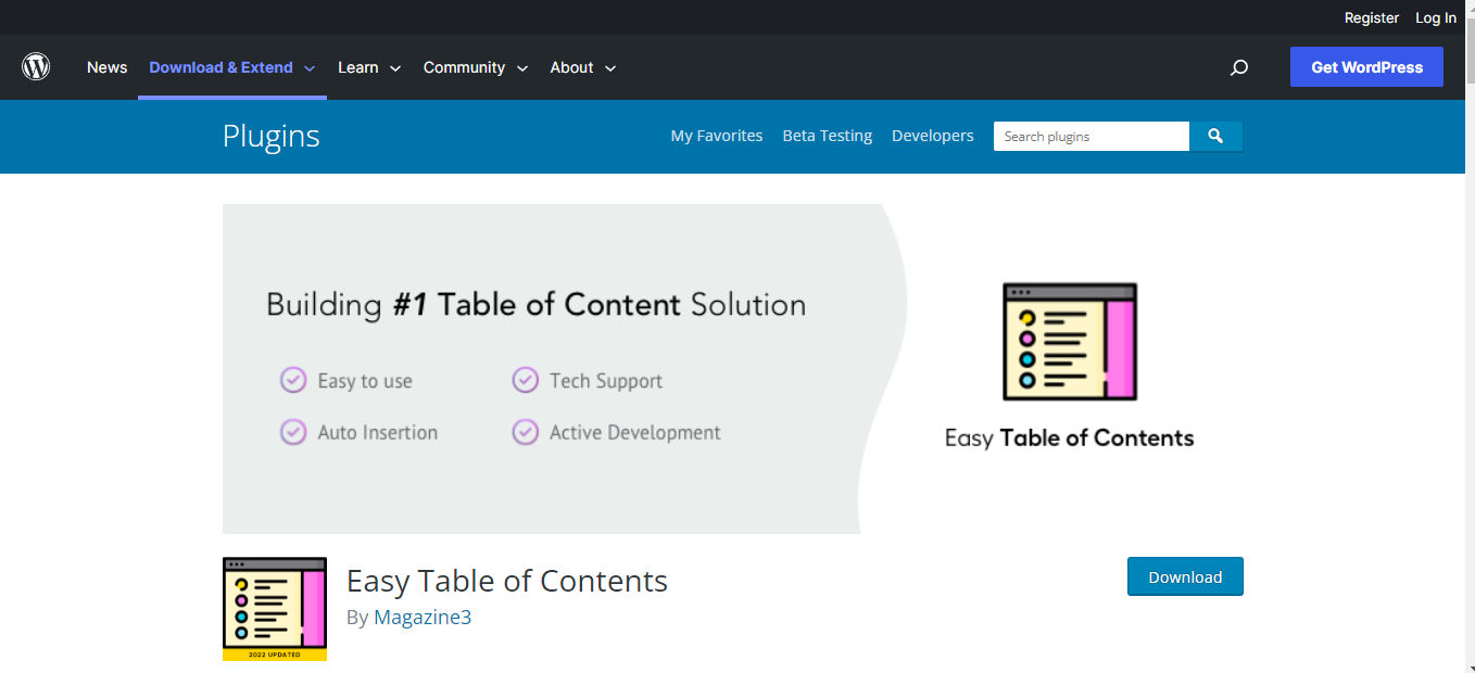 WordPress Plugins for Content Marketing -  Easy Table of Contents