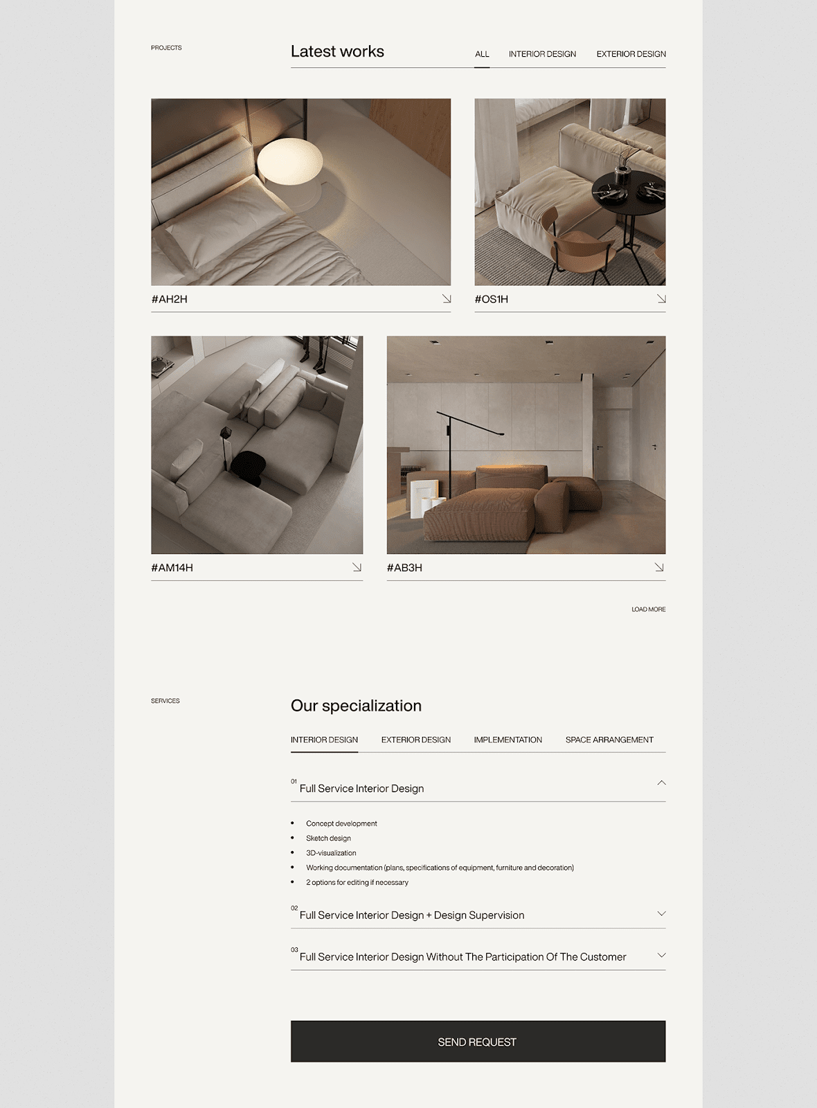 architecture Interior landing page Minimalism redesign UI UI/UX ux Webdesign Website