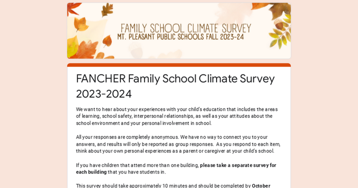 FANCHER Family School Climate Survey 2023-2024