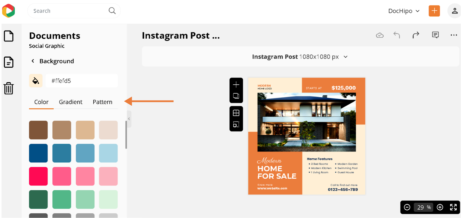 customize real estate Instagram post template background with options