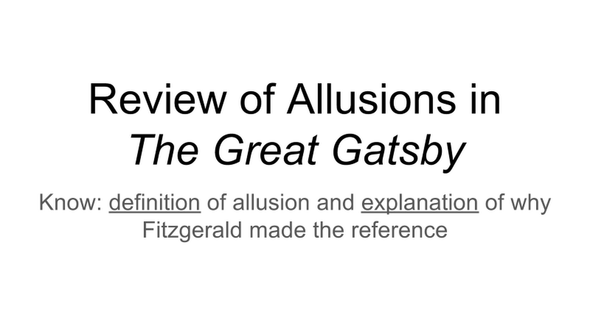 allusions in the great gatsby