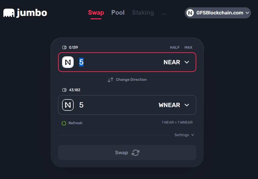 Swap WNEAR Jumbo Exchange