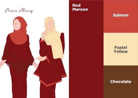 Paduan Warna Baju Maroon Dan Tudung