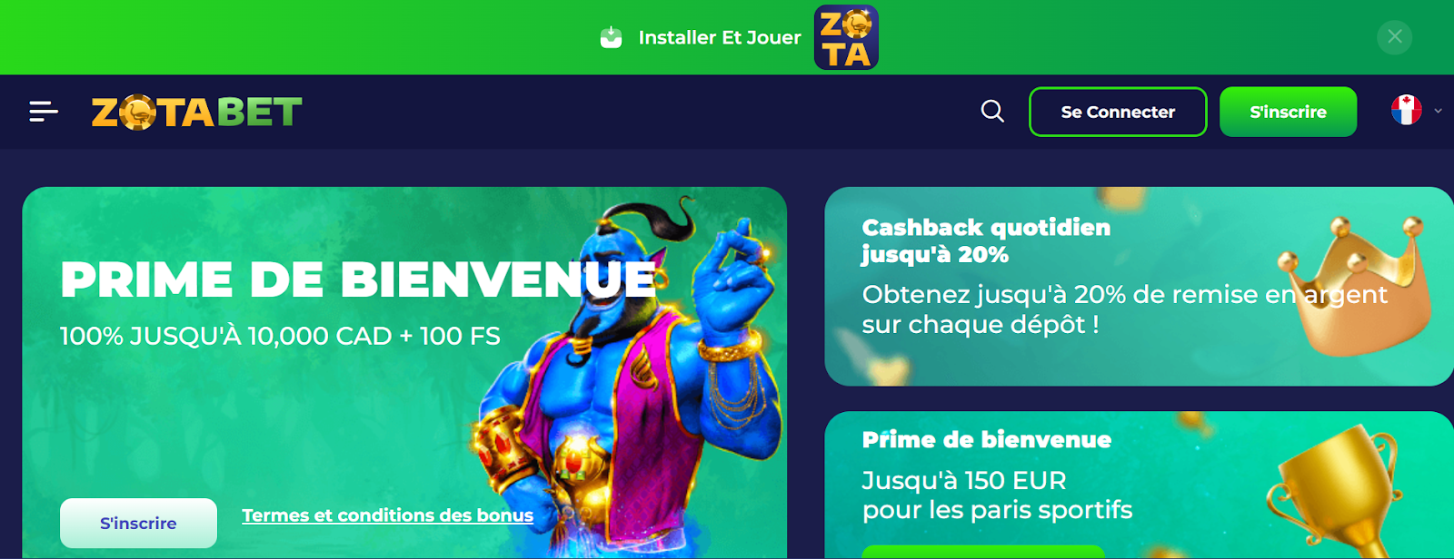Design du site Zotabet Casino