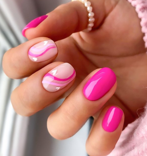 Waves Pink nails