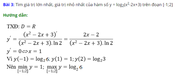 Ví dụ 1 -  bài toán cực trị logarit 
