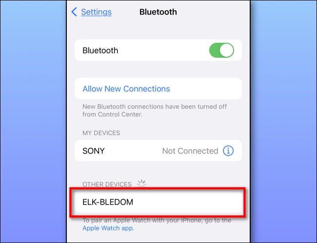 ELK-BLEDOM in the iPhone Bluetooth List