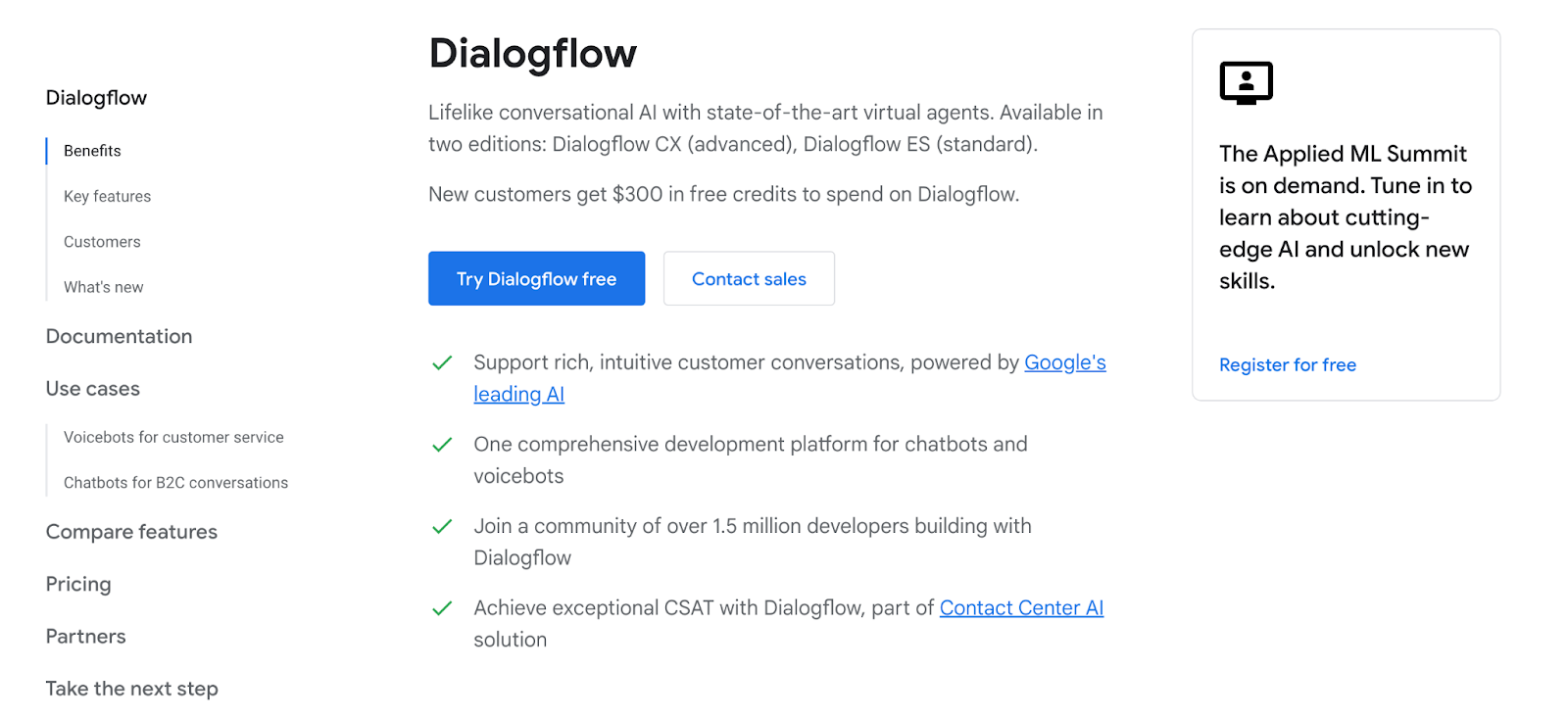 Google Dialogflow AI software