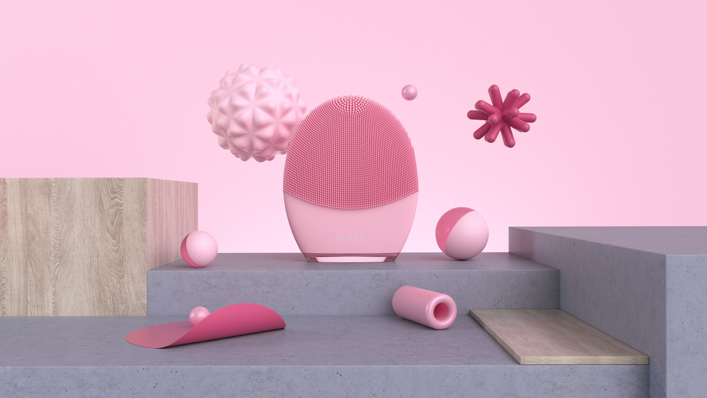 foreo Luna 3 3D animation  art direction  motion graphics  octane Octane Render pink Liquid