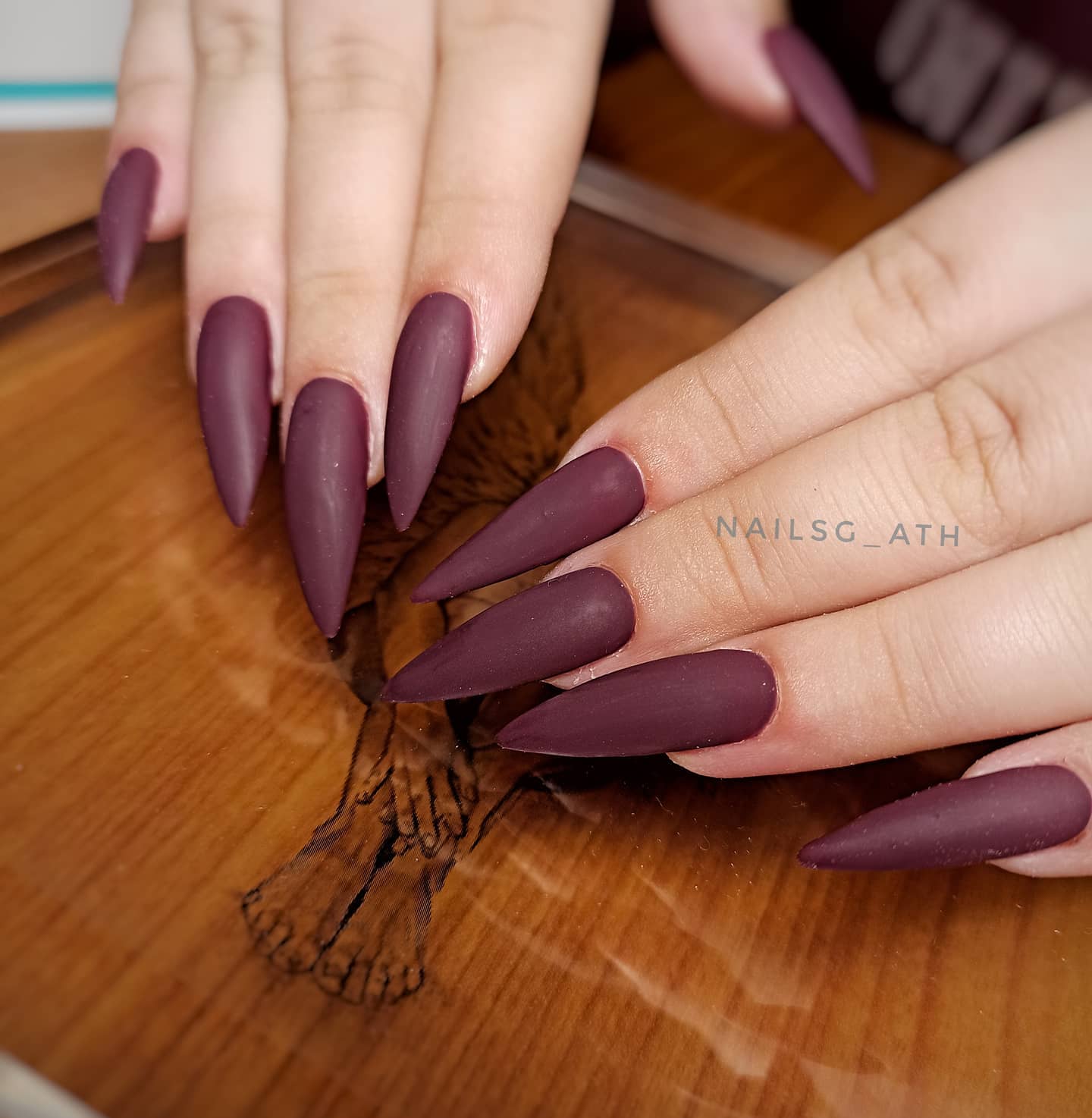 Matte Mahogany Stiletto Nails