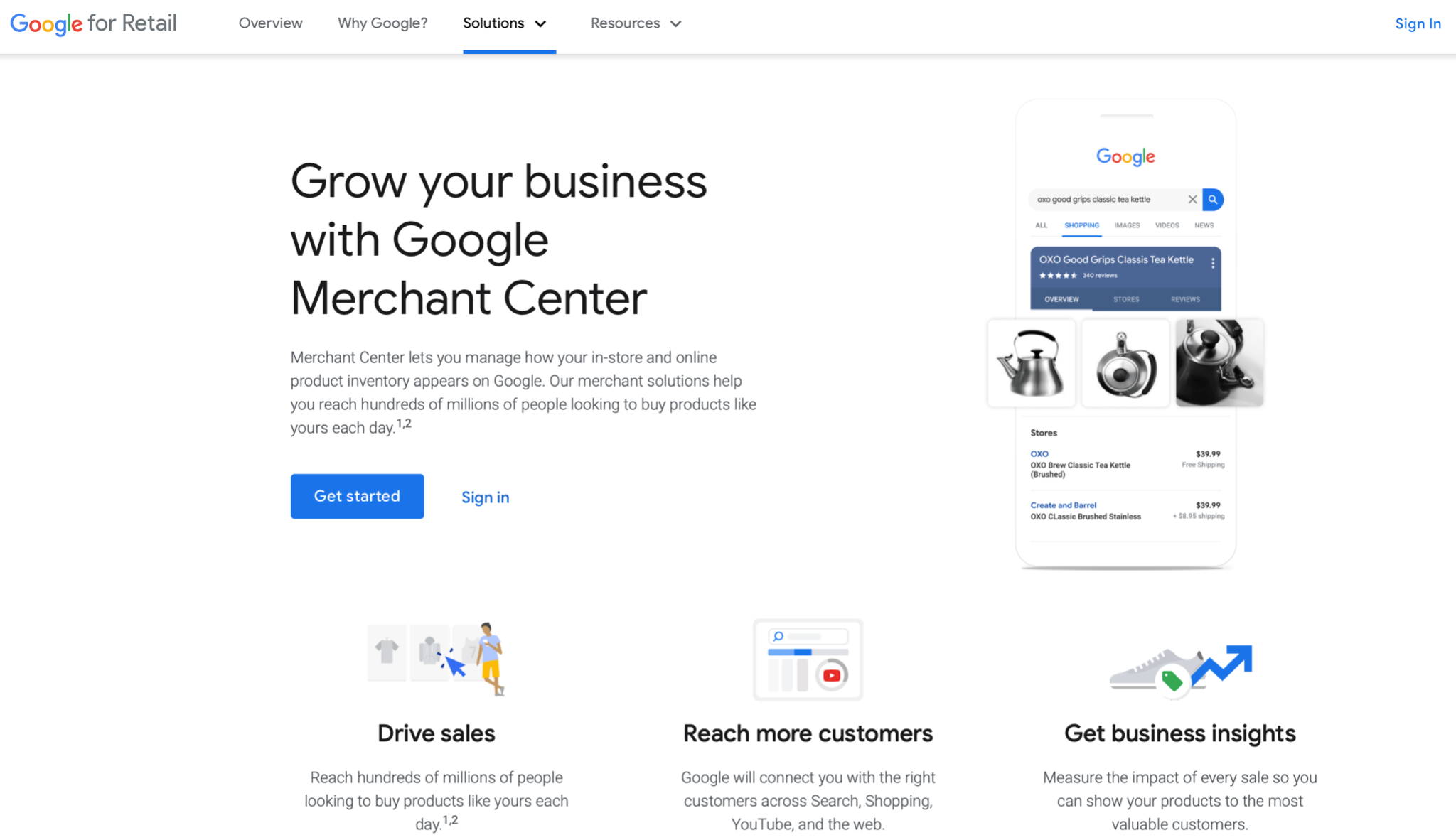 Google Merchant Center home page