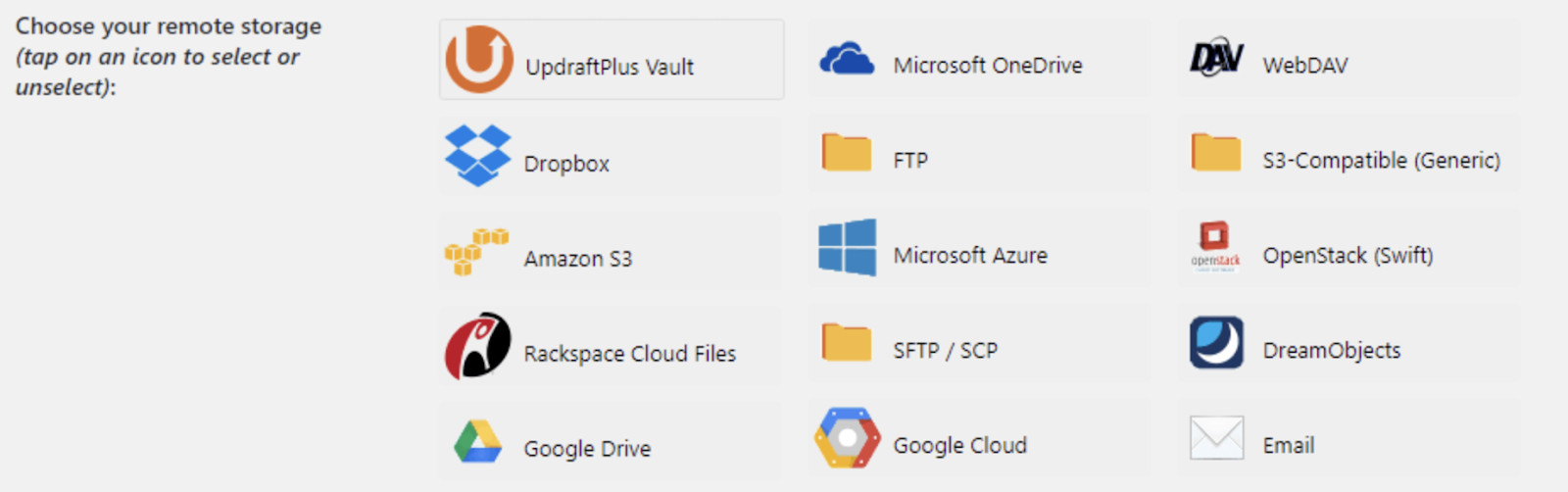 Demonstração do UpdraftPlus 4 - Conectando o Dropbox 0.1