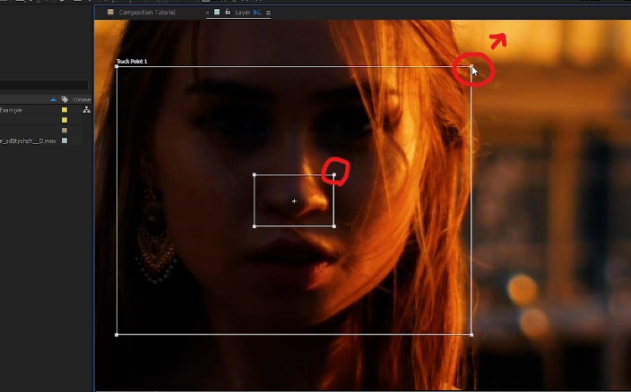 Switch to master choice tool and adjust track point 1 box in middle of footage to track desired footage 