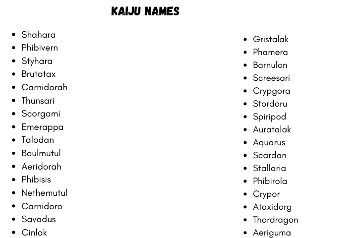 Kaiju Names