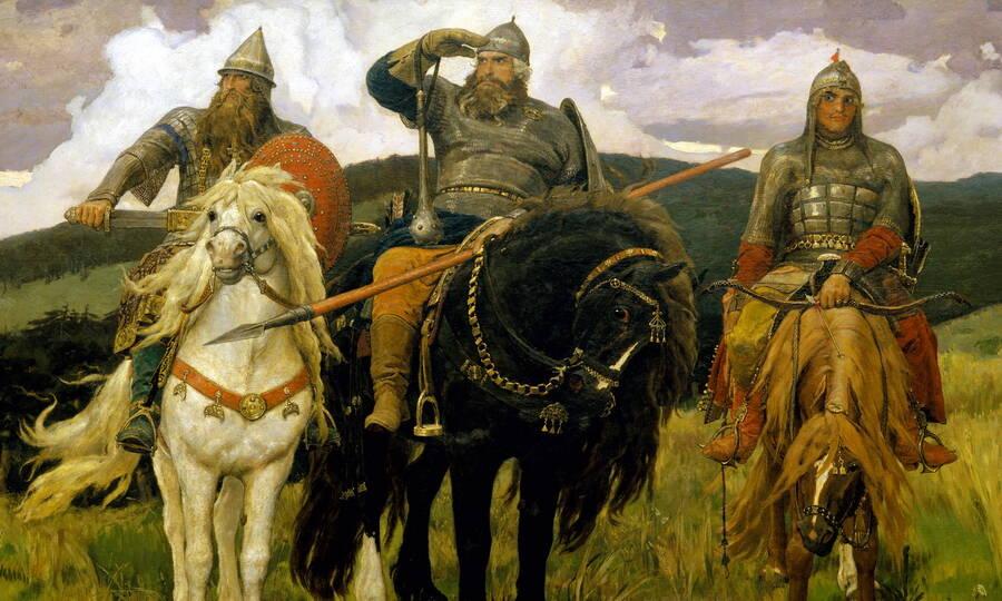 Bogatyrs. Artist: Viktor Mikhaylovich Vasnetsov, 1881-1898 