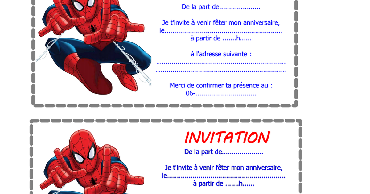 Invitation Spiderman Pdf Google Drive