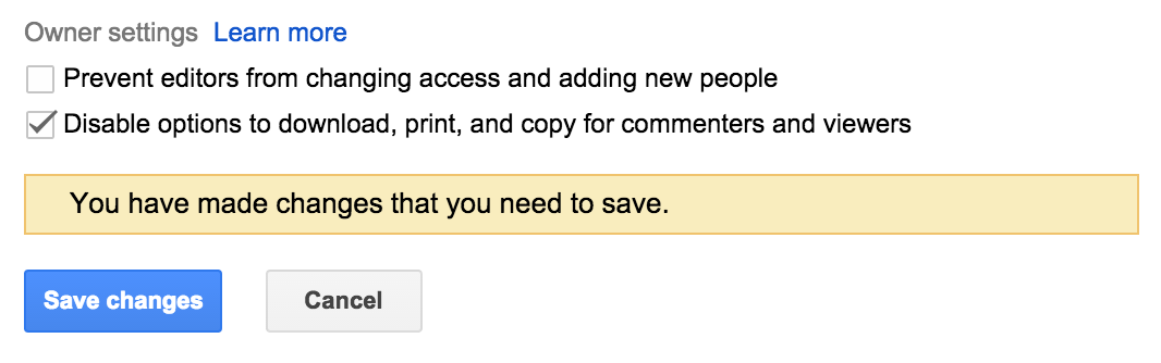 Google Apps: Disable downloading, printing, and copying of any Google Drive file