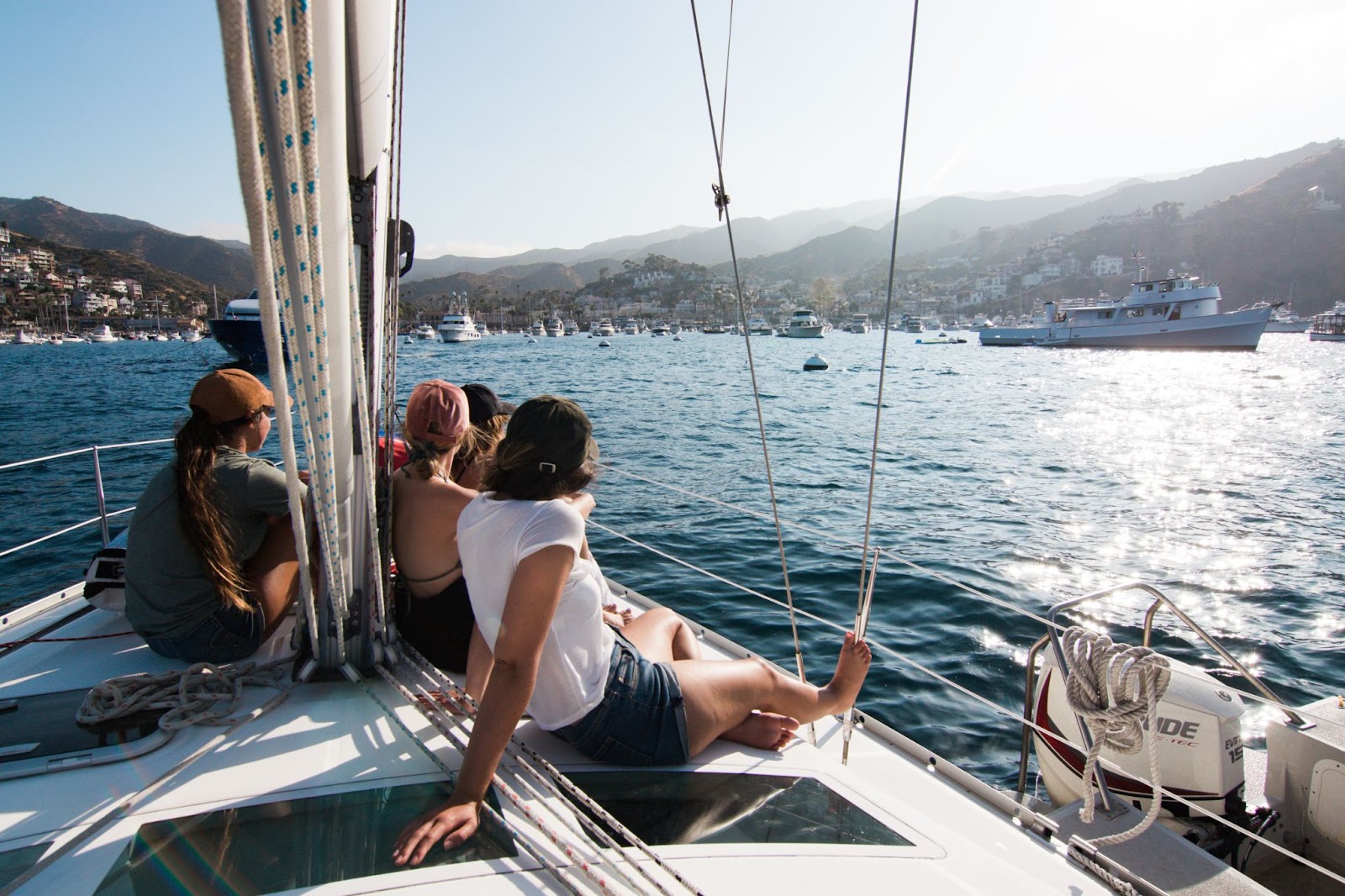 People on a boat in a harbor