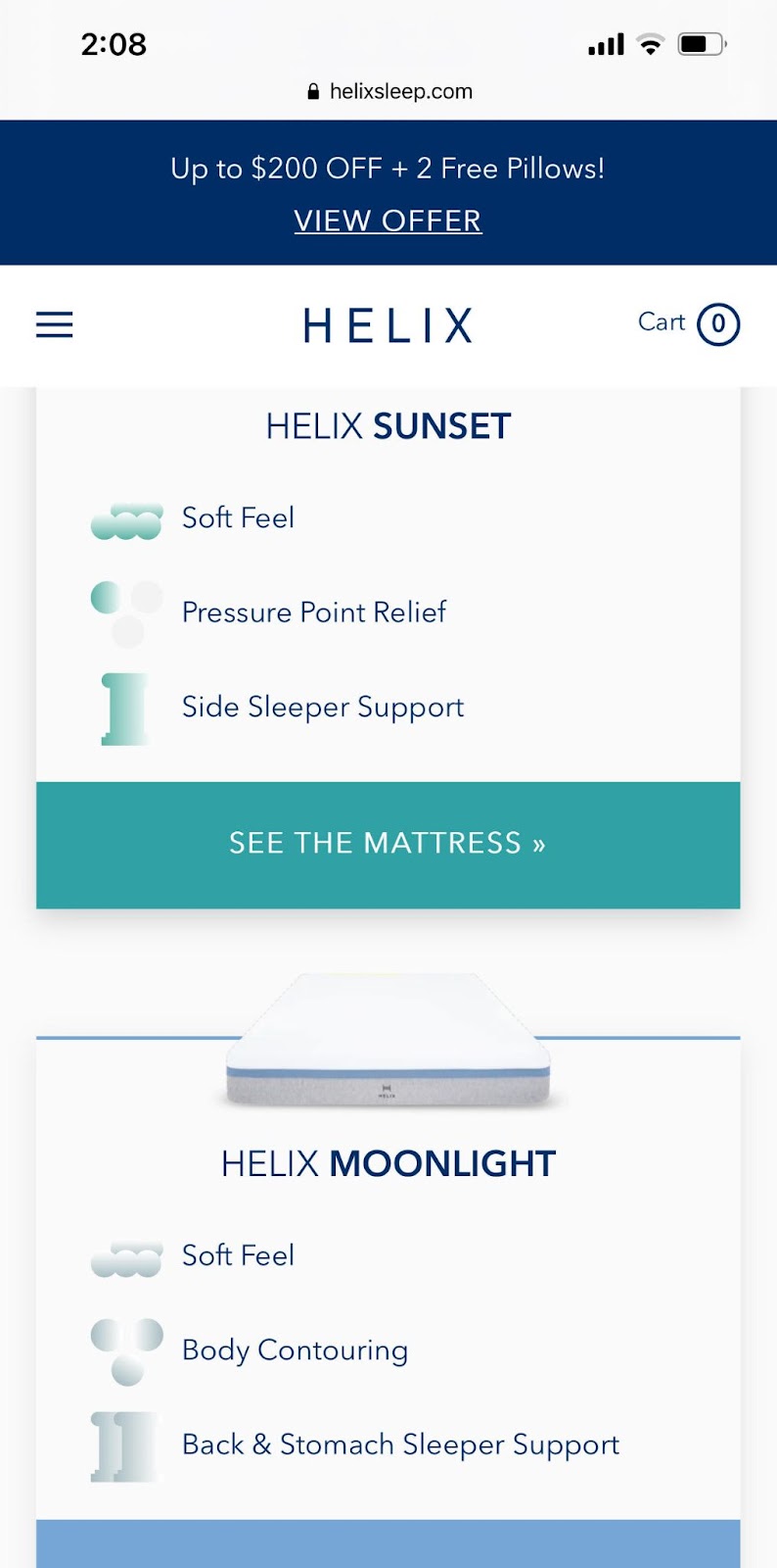 Example of an online retailer selling physical goods: Helix Sleep