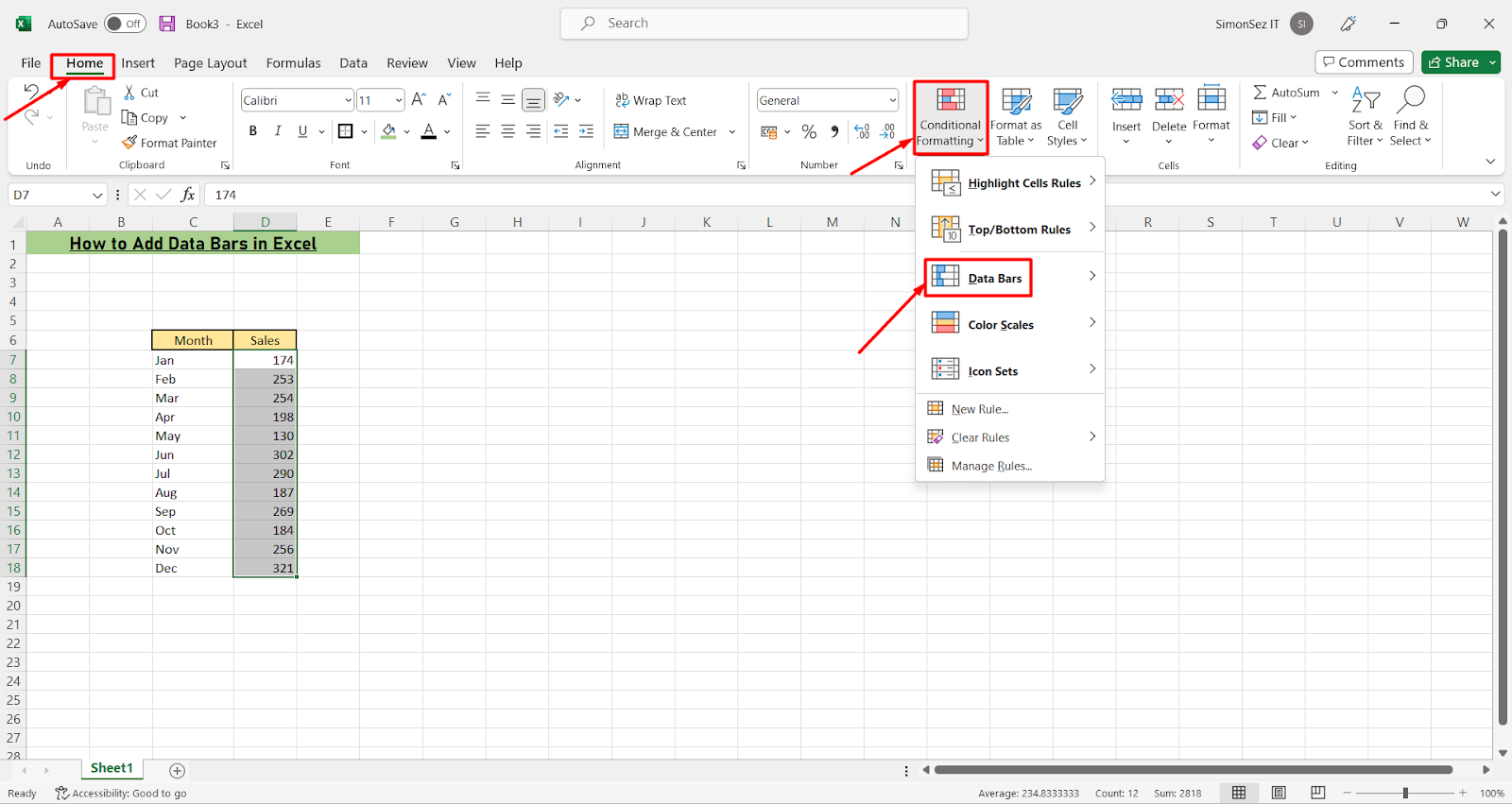 How to Add Data Bars in Excel 2 Easy Ways