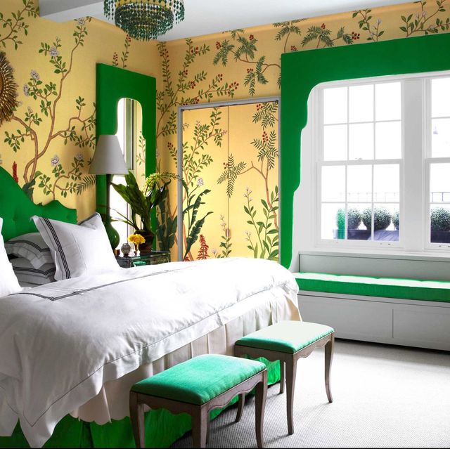 Combine Dreamy Green in White and Gold Bedroom
