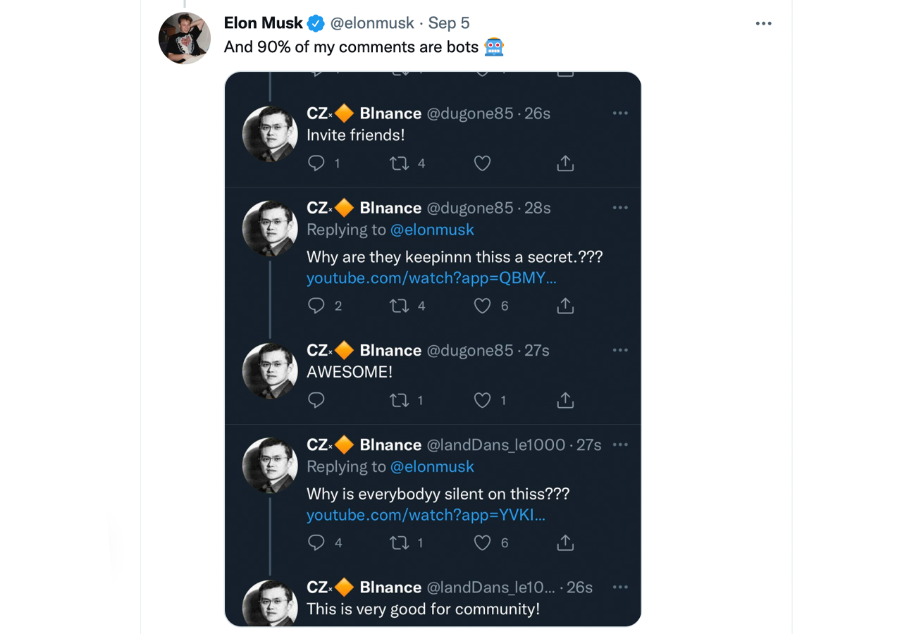 Screenshot of Elon Musk tweet.