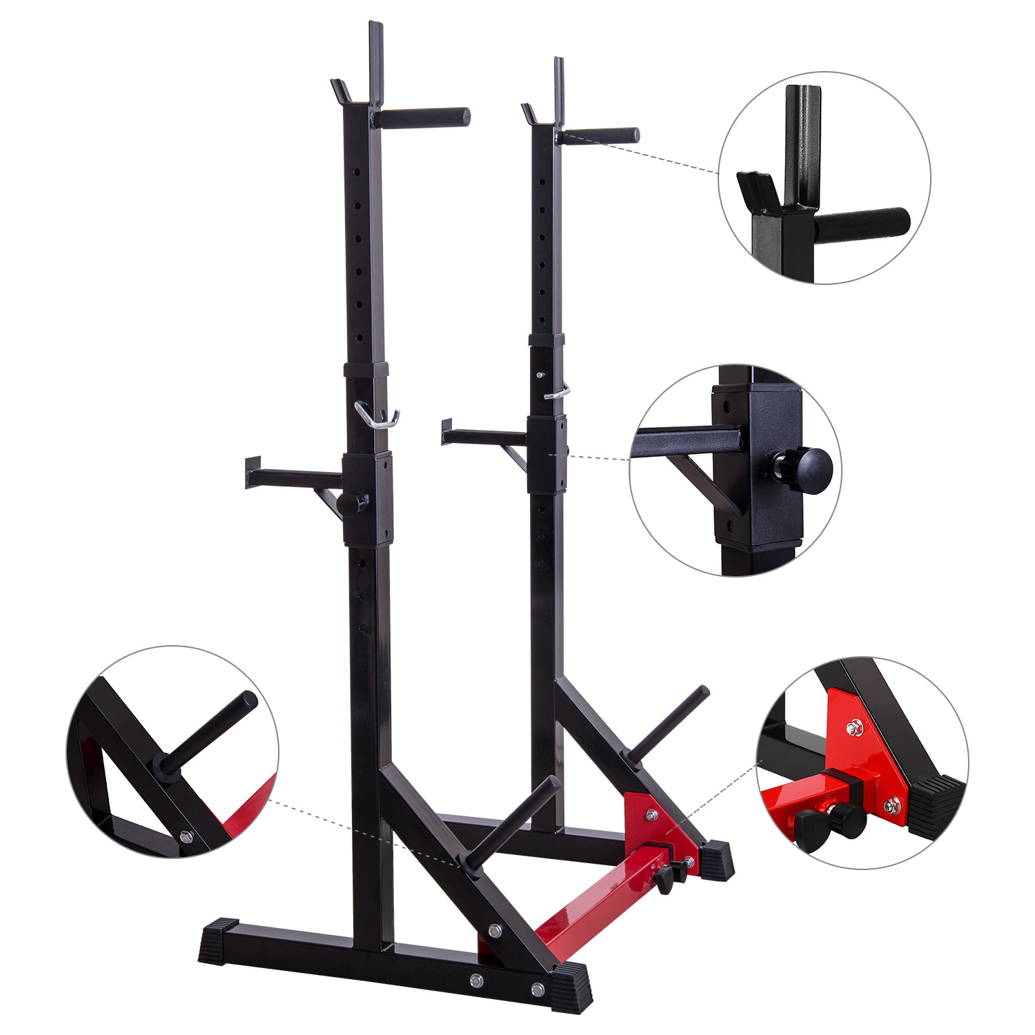 Ollieroo Multi-Functional Squat Stand can be used as a dip stand and for bench press so you can get a full-body workout