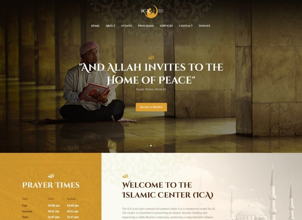 Shaha |  Tema de WordPress para Centro Islámico y Mezquita + RTL