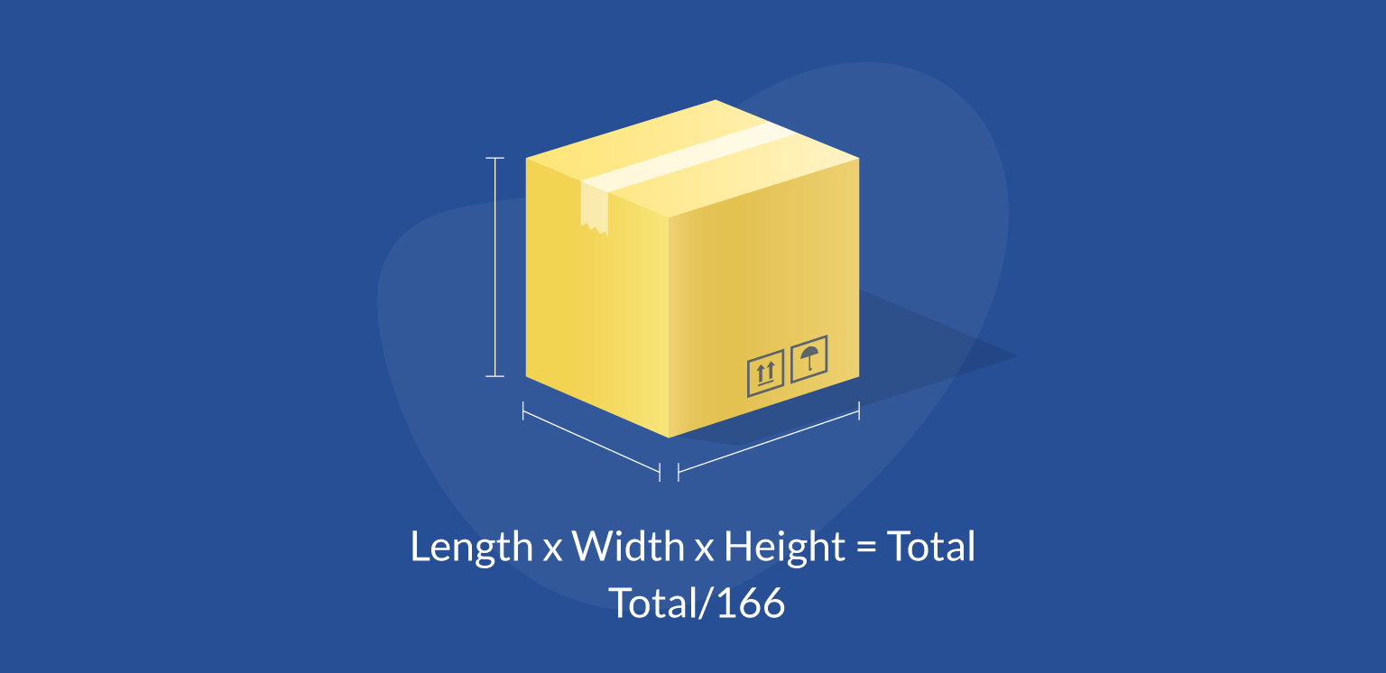 Length x Width x Height = Volume. Volume/166 is the DIM weight calculation for USPS. 