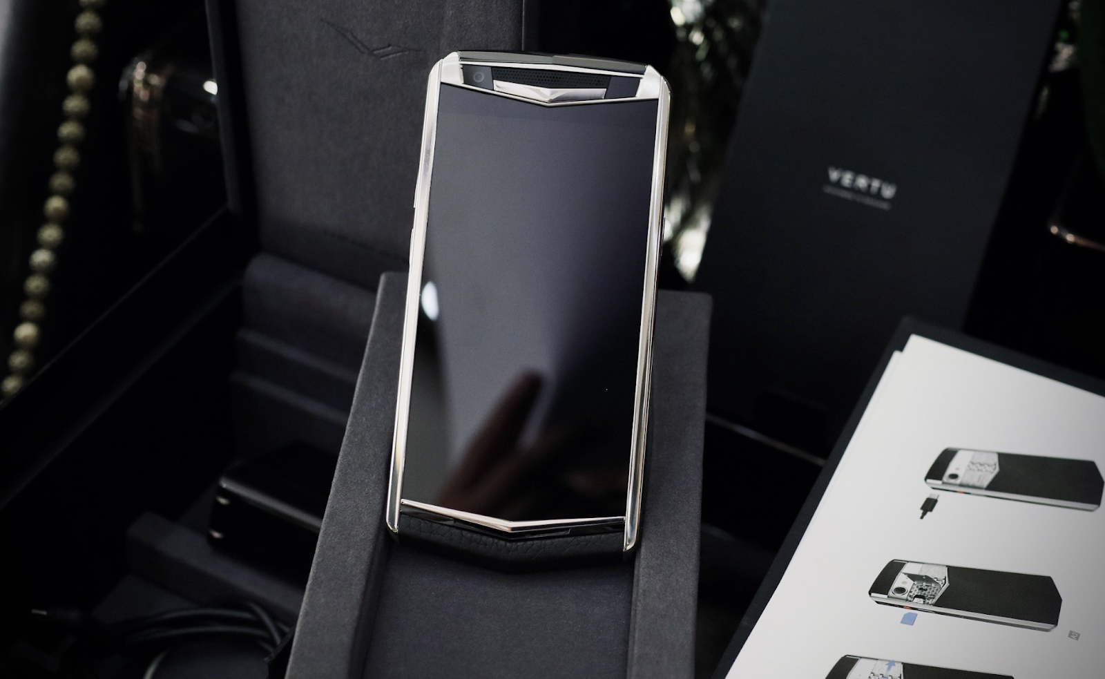  VERTU ASTER P SILVER BLACK CALF | Hoàng Luxury