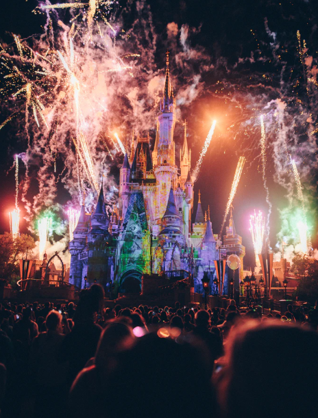 Walt Disney with Fireworks at night