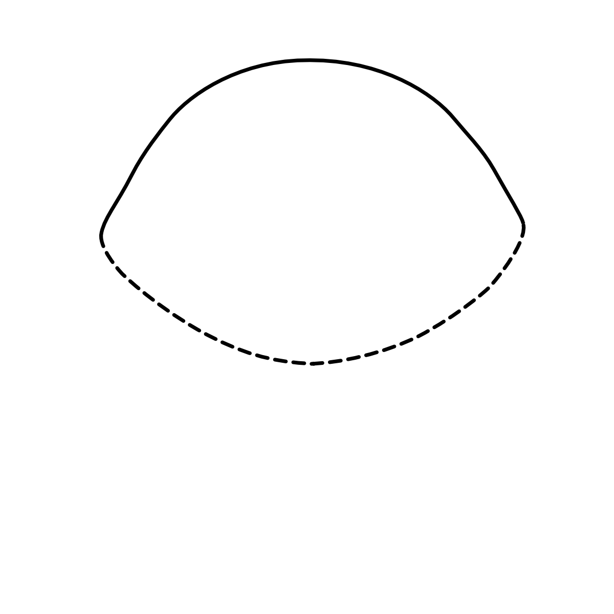 dotted line showing how to draw the bottom of the head
