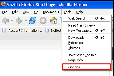 Firefox tools screen shot Firefox tools screen shot