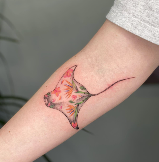 Flower Manta Ray Tattoo