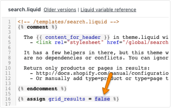 Search.liquid Shopify