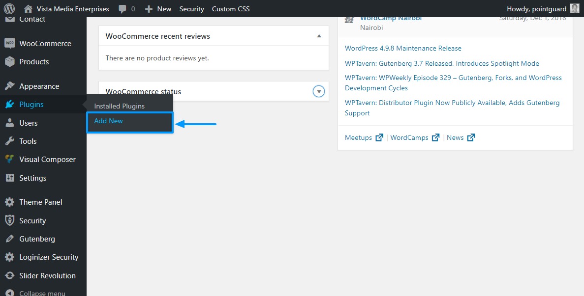 adicionando novo plugin no wordpress